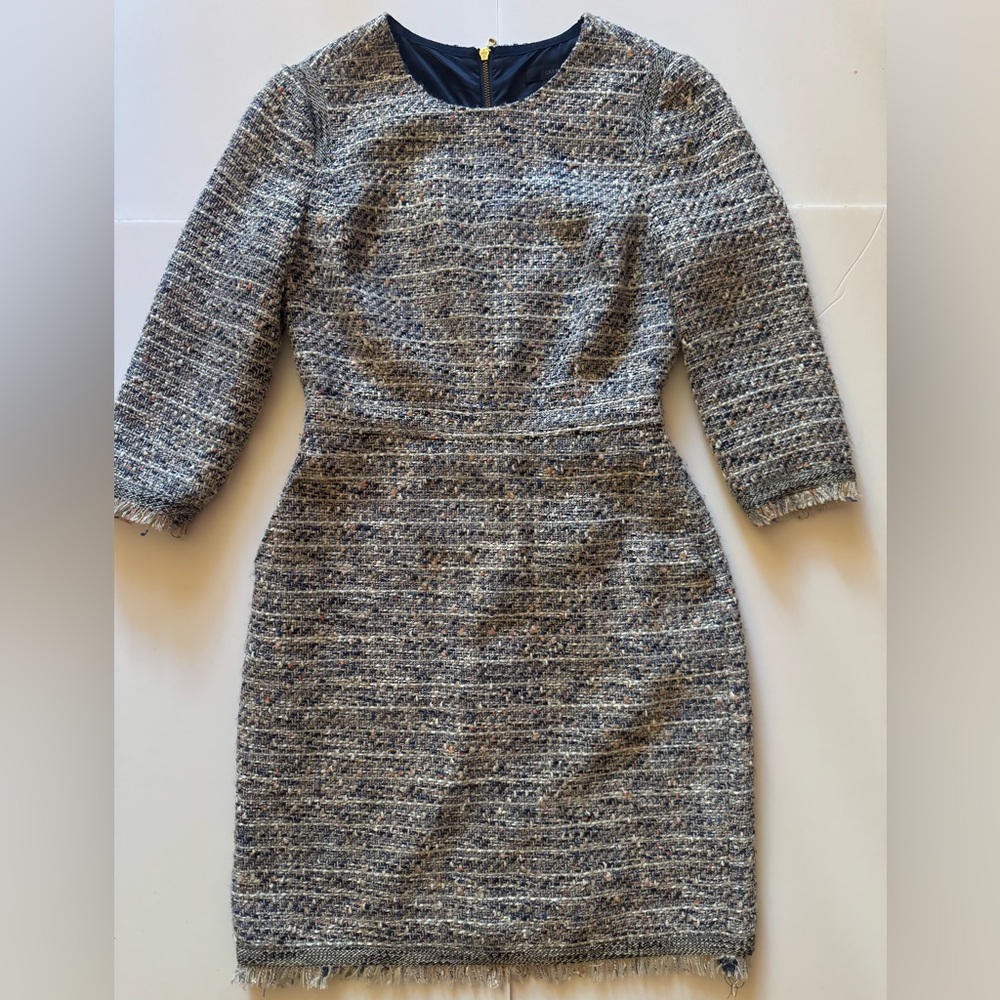 J.Crew Tweed Dress with 3/4 Sleeve % Pockets Size 2P